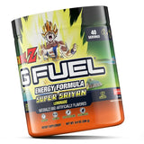 Polvo seco de G Fuel Dragon Ball Z listo para mezclar en agua.