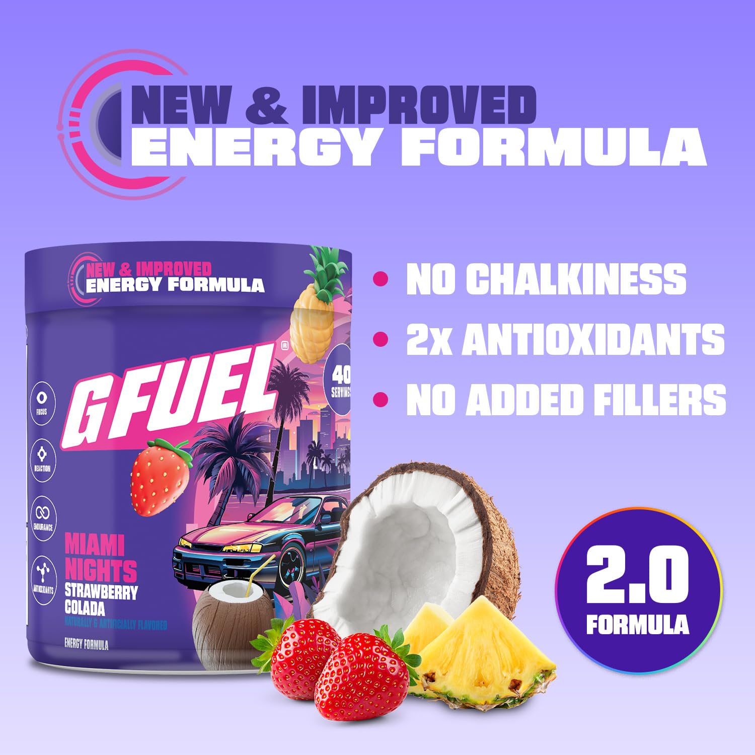 G Fuel Miami Nights 2.0, envase tubo facilita porciones para entrenamiento.