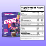 G Fuel Miami Nights 2.0, pre-entreno con cafeína para concentración durante competencia.