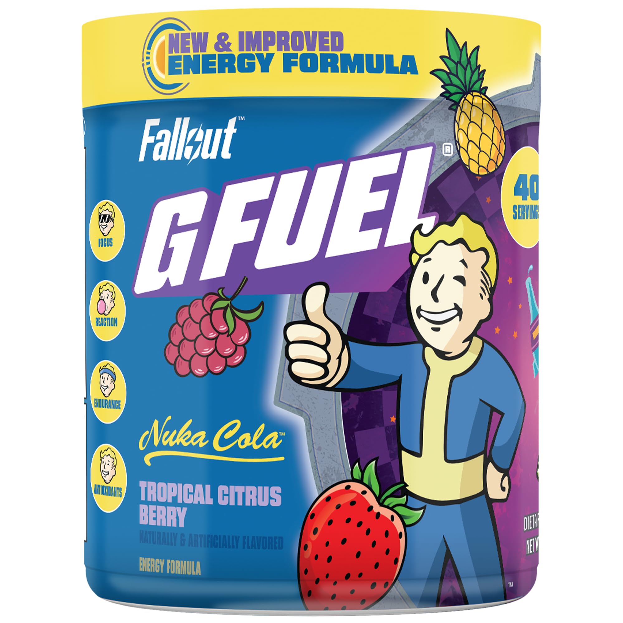 G Fuel Nuka Cola 2.0 polvo en bote, energía limpia para largas sesiones de juego
