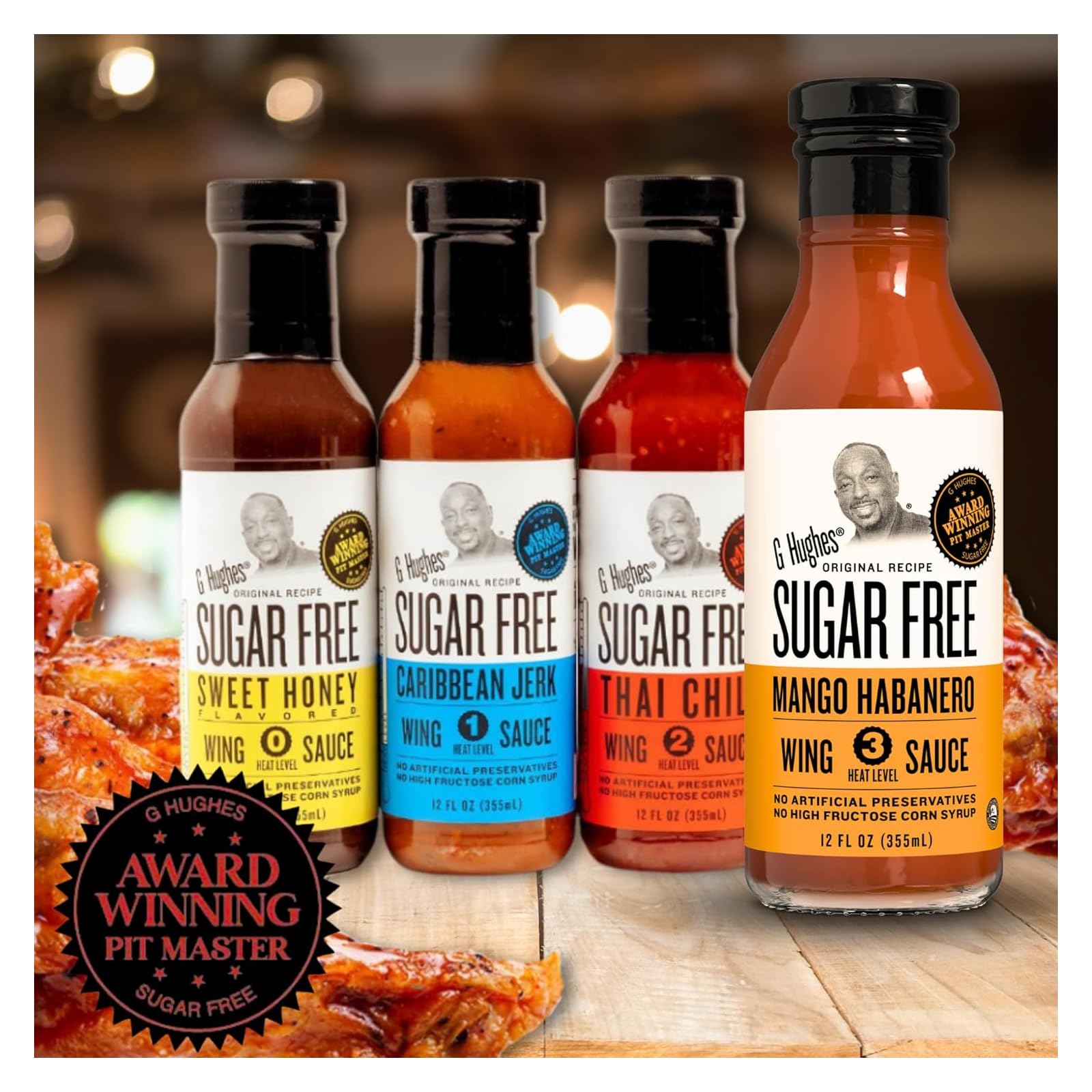 Composición libre de azúcar y gluten de G. Hughes Smokehouse Mango Habanero