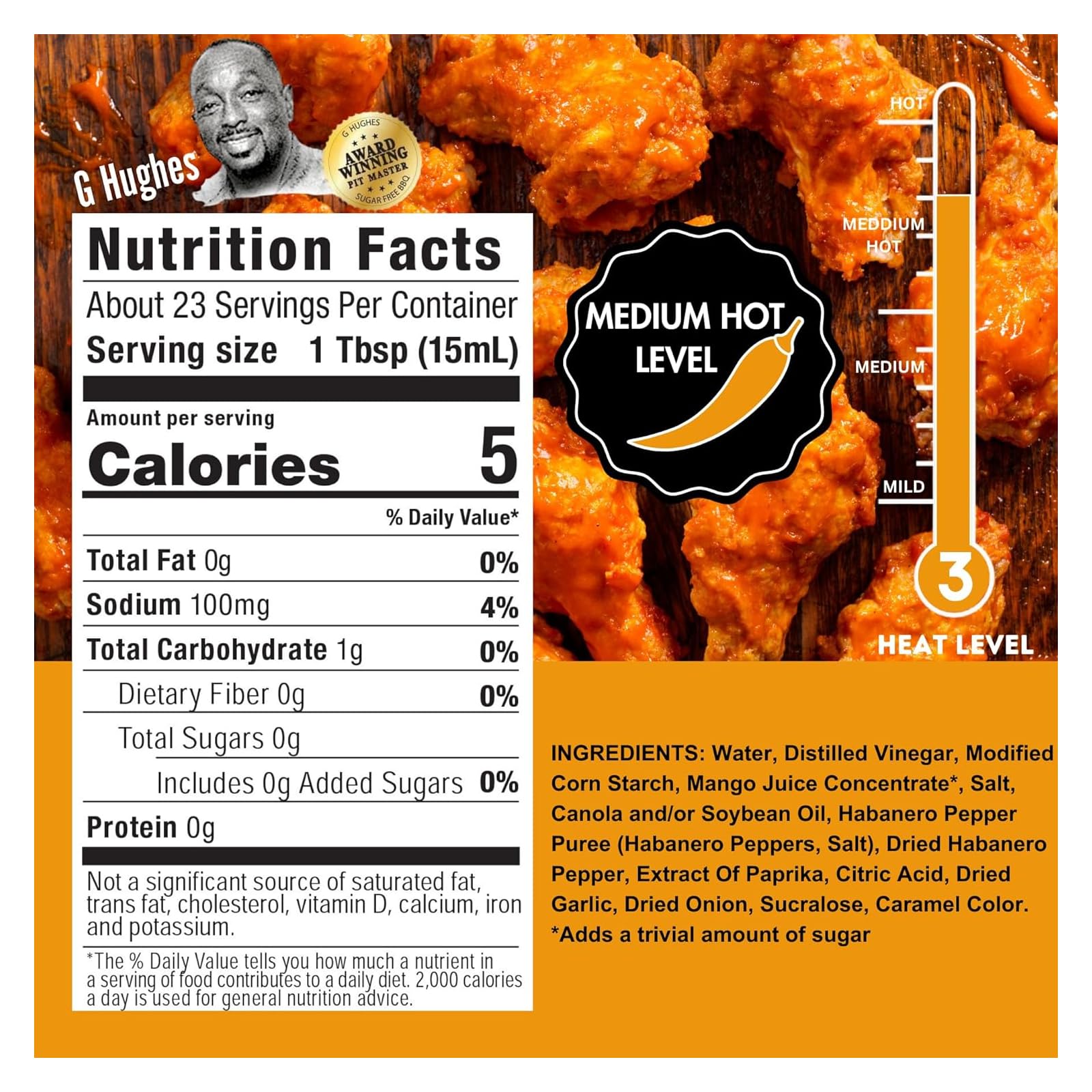 G. Hughes Smokehouse Mango Habanero al verter, glaseado perfecto para alitas