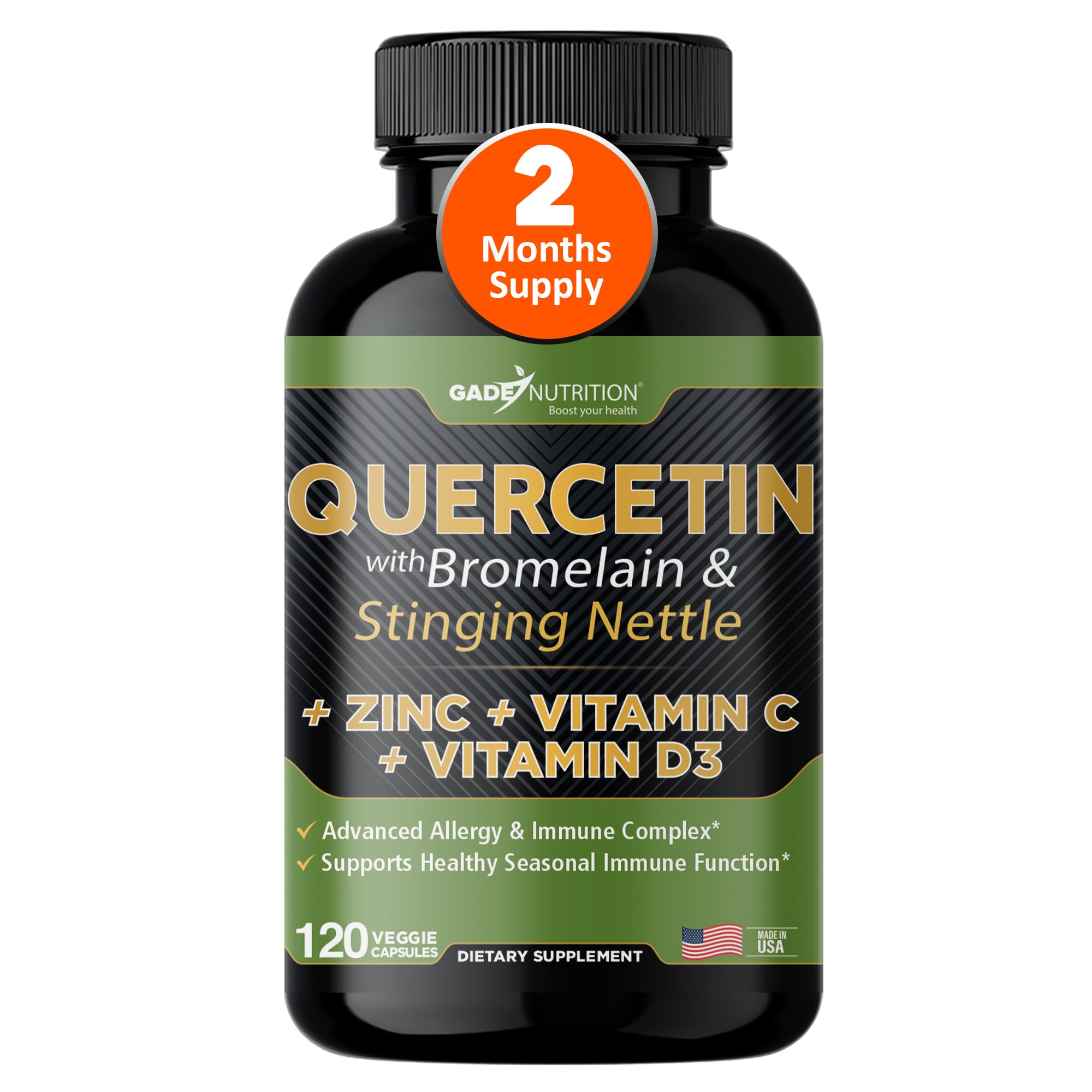 GADE NUTRITION Quercetina 500 mg cápsulas: apoyo inmunológico diario.