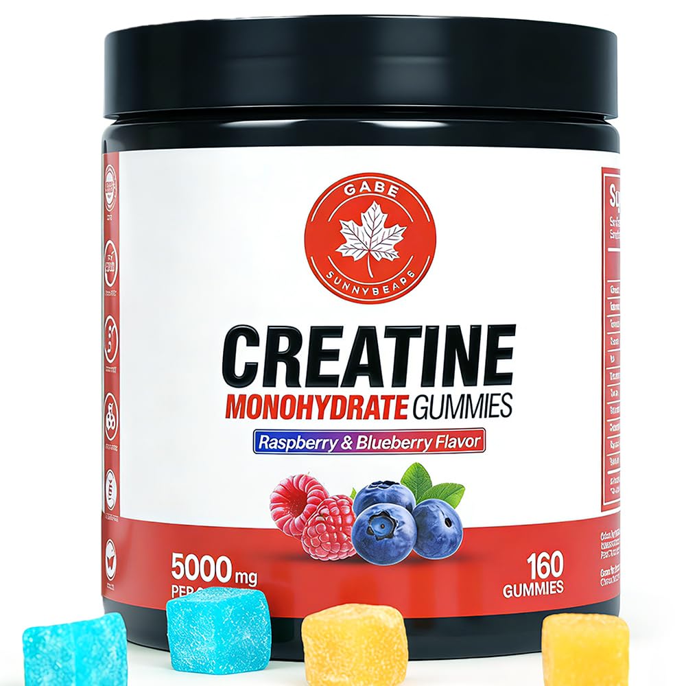 GABE SUNNYBEARS Creatina Monohidrata 5000mg en botella para entrenos intensos.