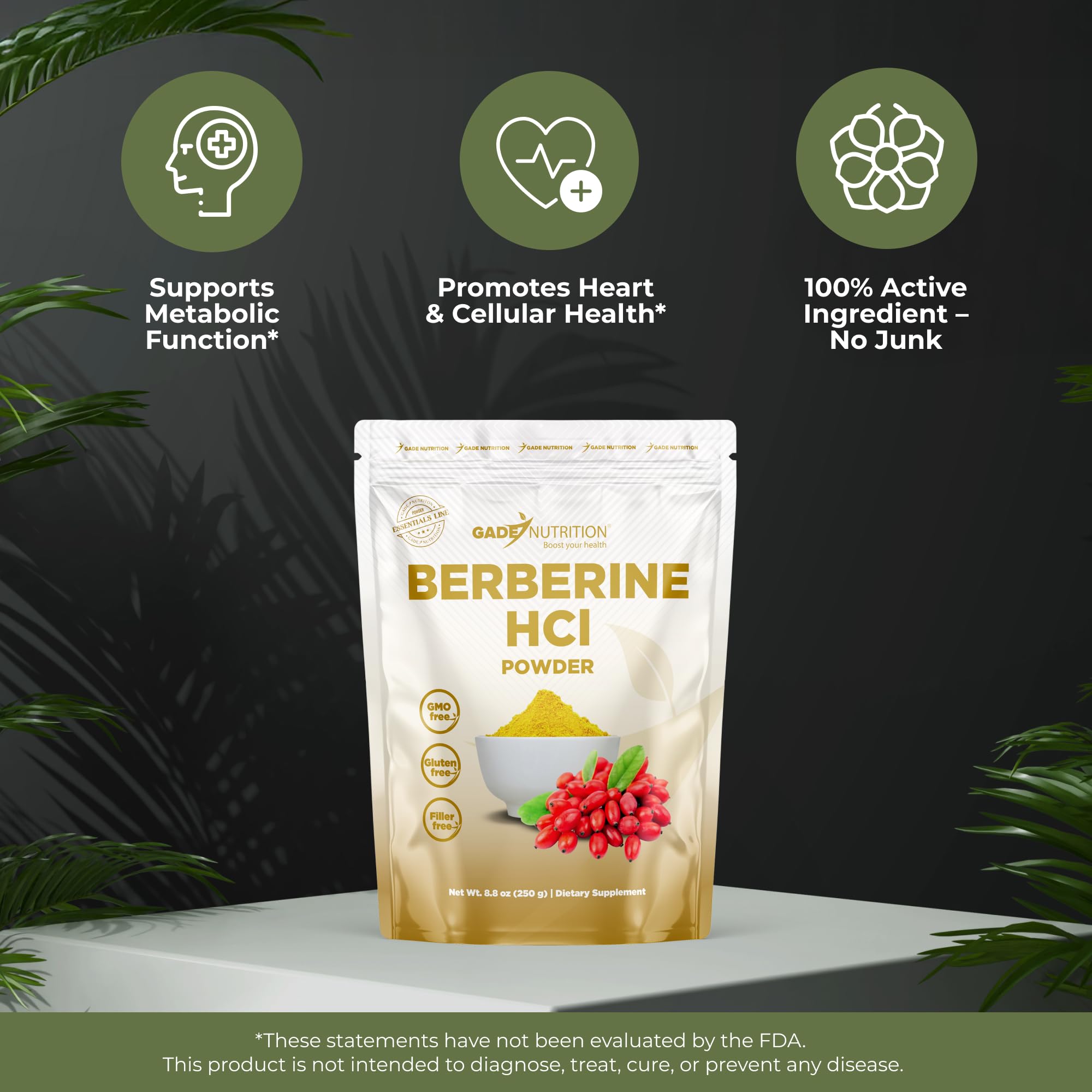 Dosis de 500 mg por porción de Berberina HCL de GADE.