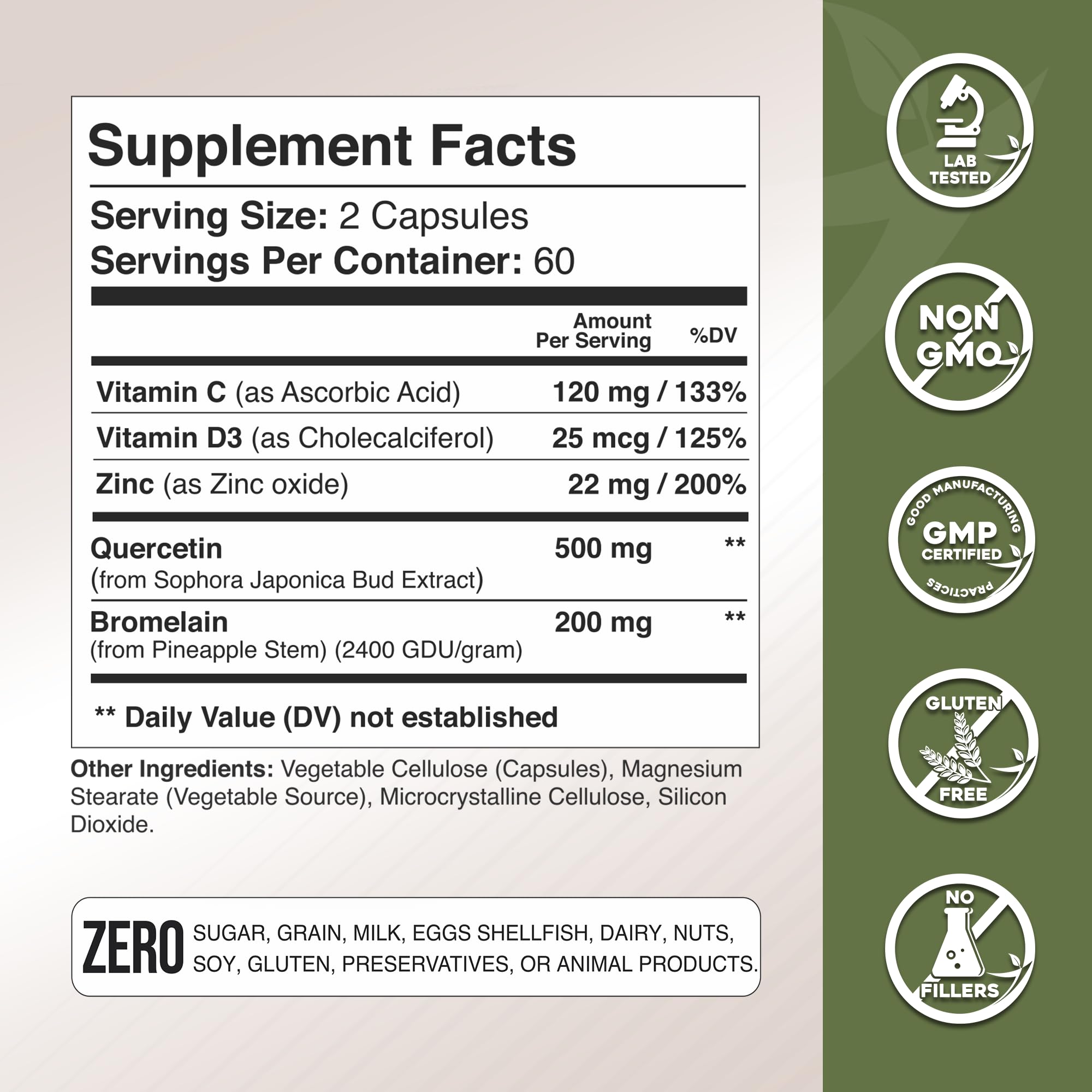 GADE NUTRITION Bromelina con quercetina para apoyo antioxidante.