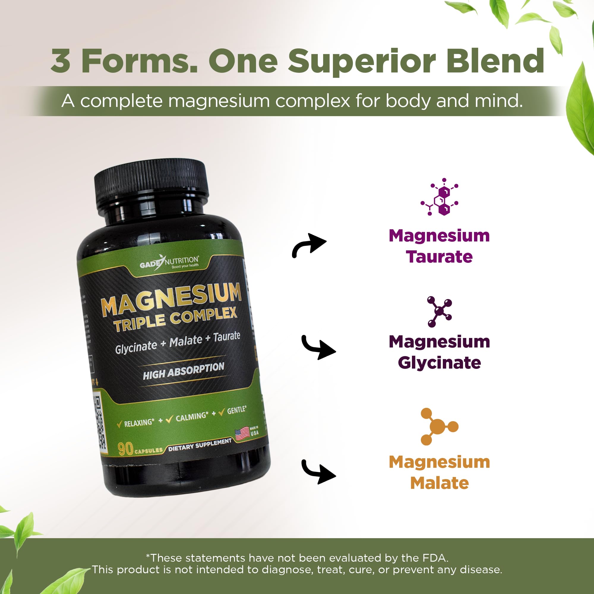 GADE NUTRATION Magnesium Triple Complex, envase abierto con cápsulas listas para uso diario.