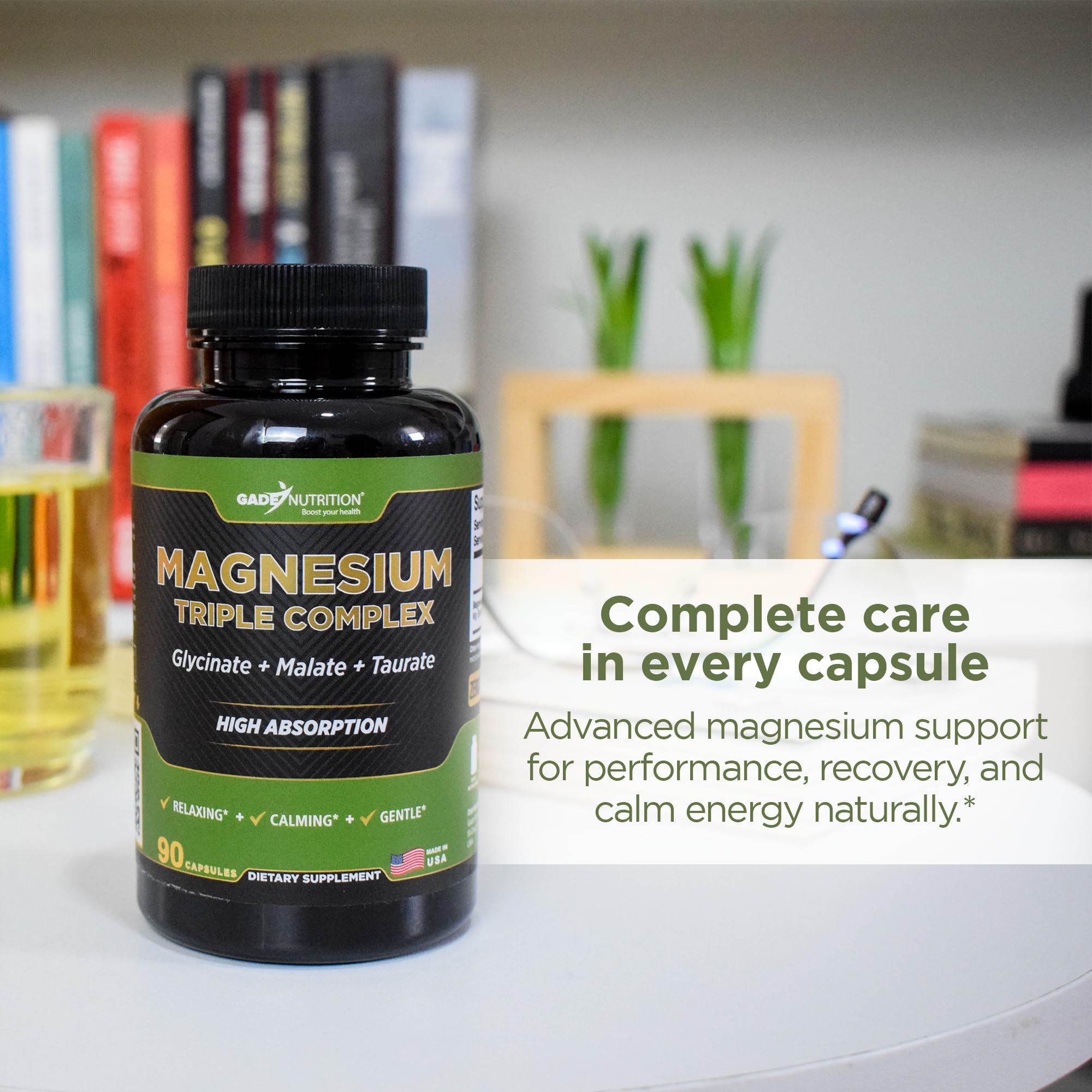 GADE NUTRITION Magnesium Triple Complex, ingredientes biodisponibles para bienestar diario.
