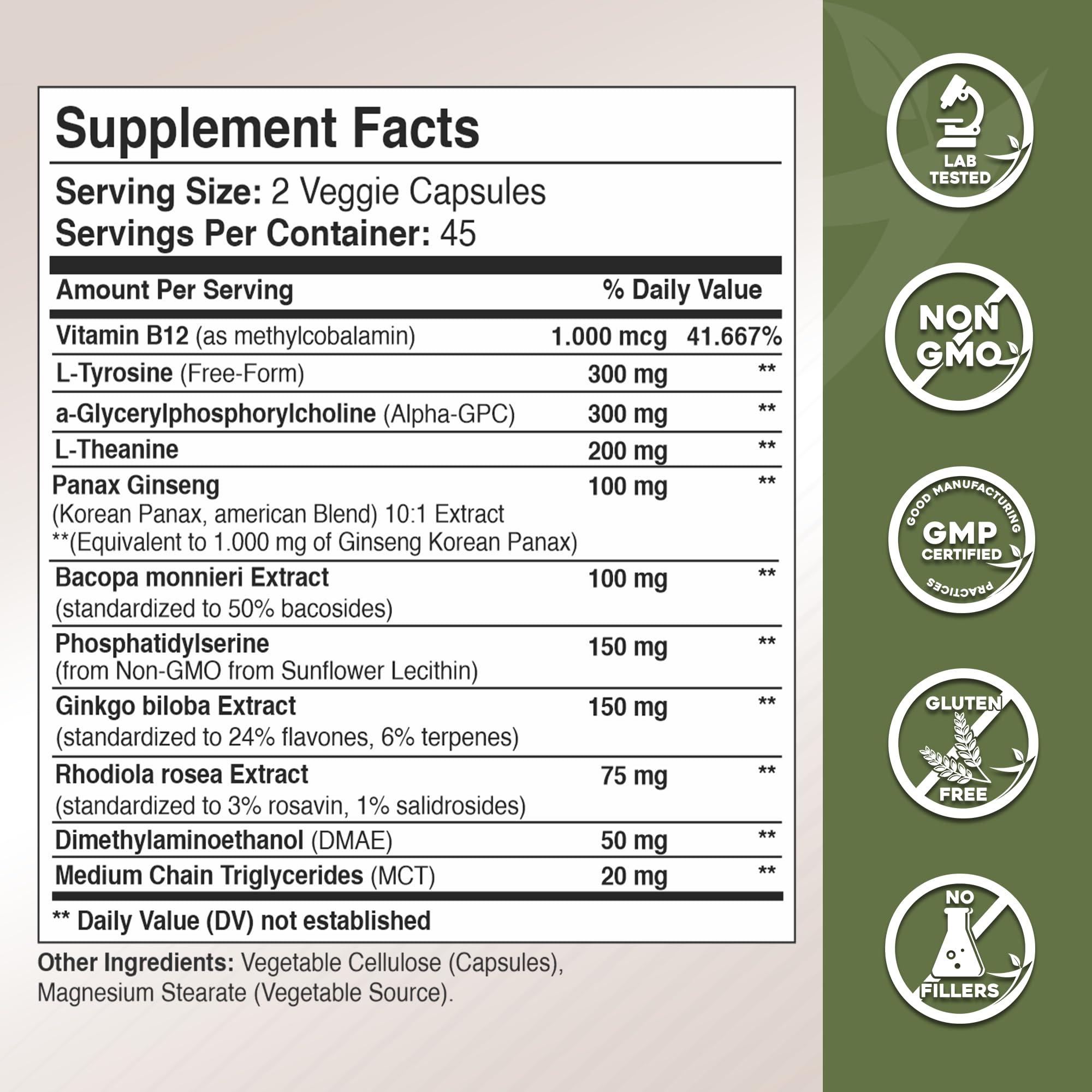 GADE NUTRITION Panax Ginseng, raíces y extracto para resistencia mental