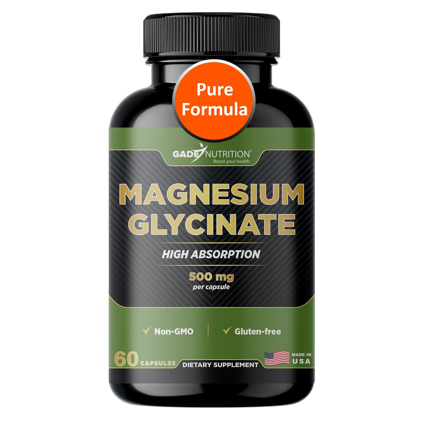 GADE NUTRITION Magnesio glicinato puro, cápsulas: alta absorción para relajación y soporte muscular.