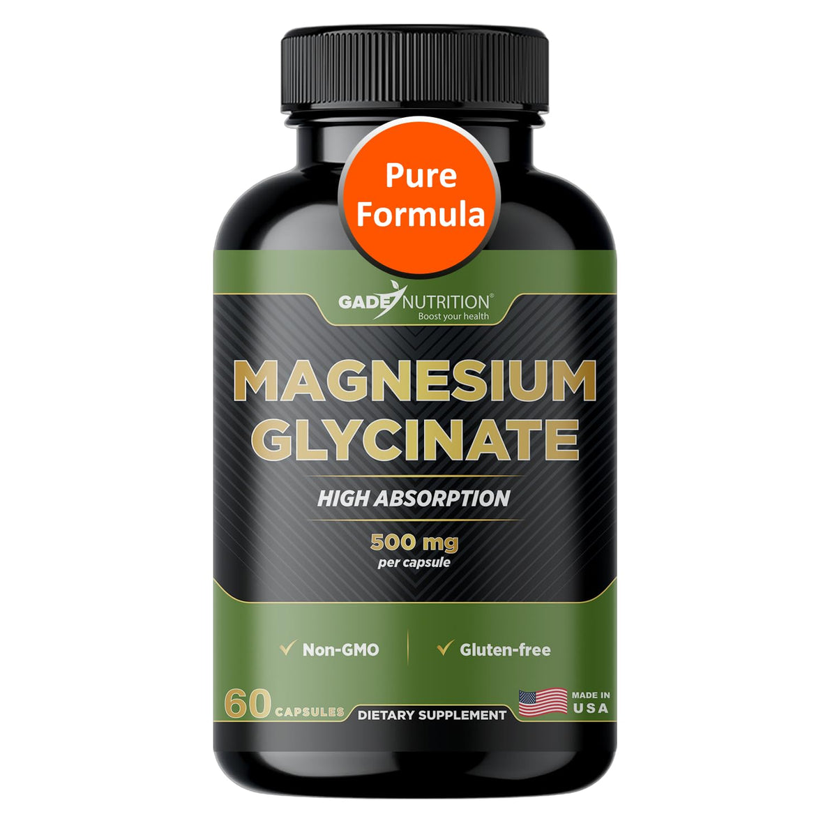 GADE NUTRITION Magnesio glicinato puro, cápsulas: alta absorción para relajación y soporte muscular.