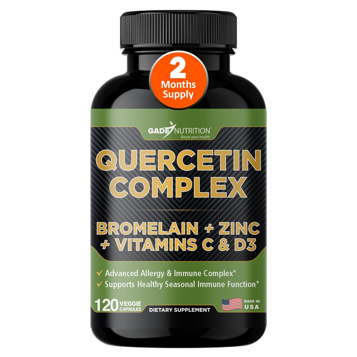 Gade Nutrition Quercetina 500mg, cápsulas: apoyo a la función inmunitaria diaria.