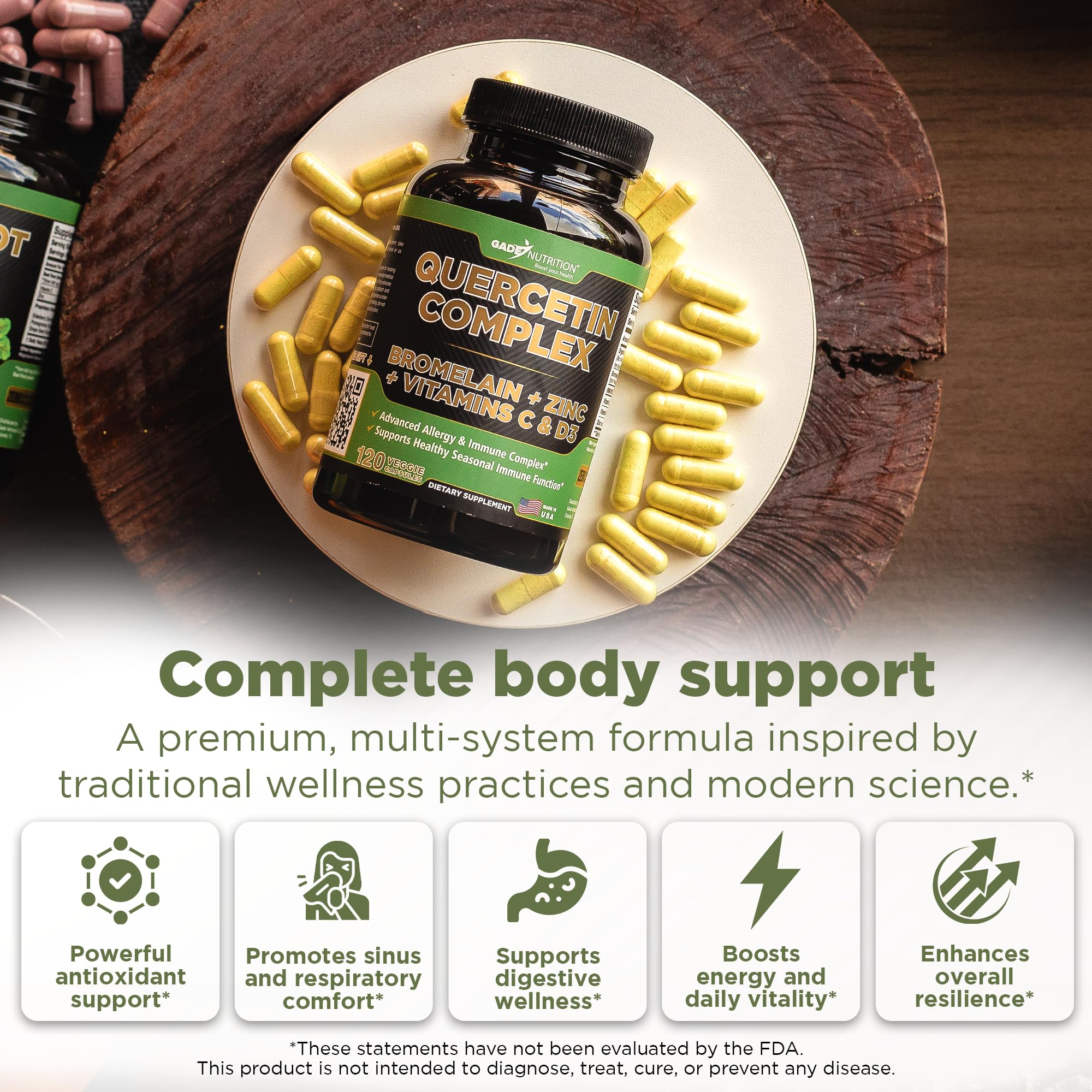 Gade Nutrition Quercetina con Bromelina: mejor absorción de nutrientes.