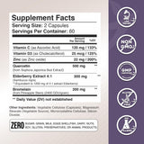 GADE NUTRITION Quercetina con Bromelina y Saúco, etiqueta trasera: ingredientes y usos.