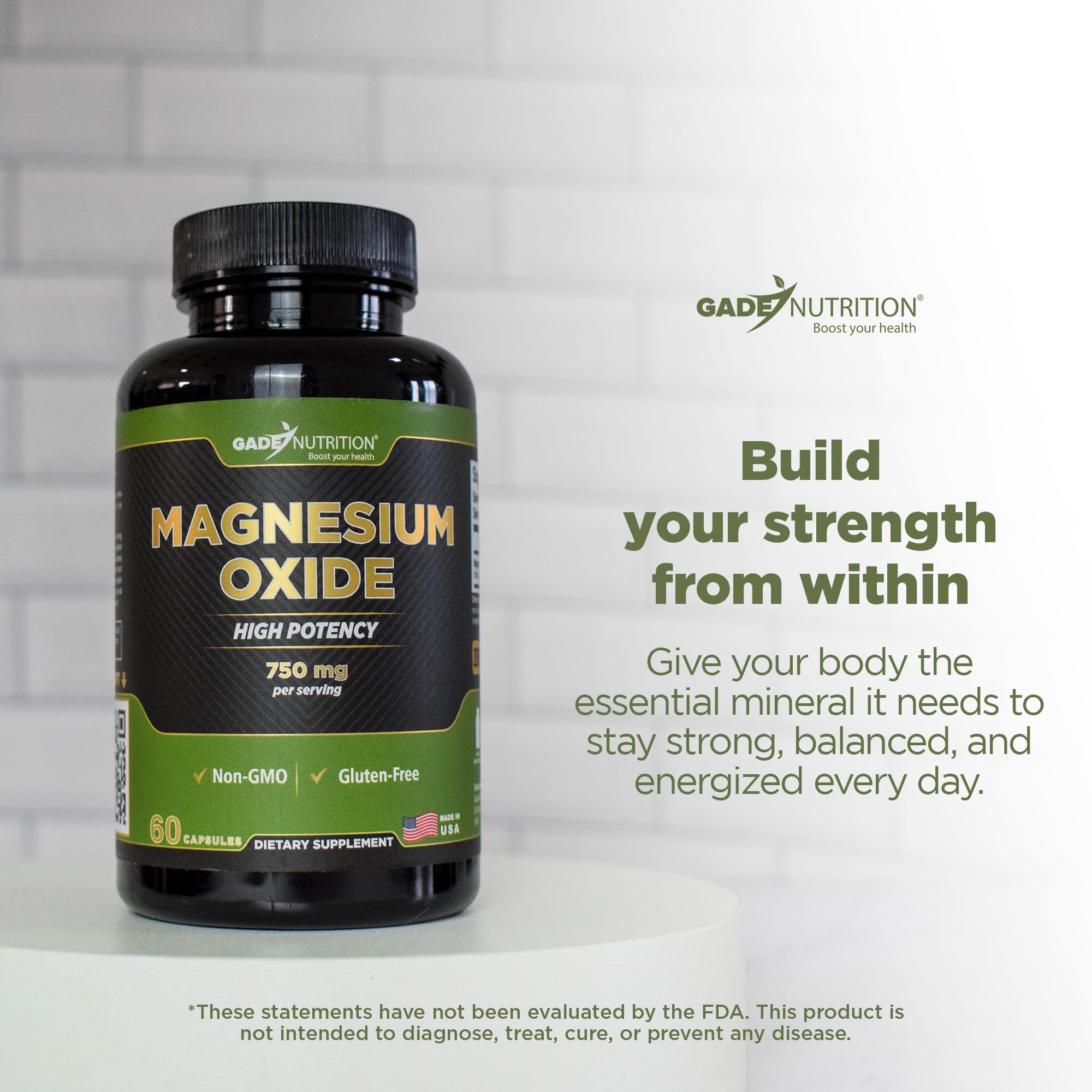 Gade Nutrition fórmula sin aditivos para uso diario de magnesio.
