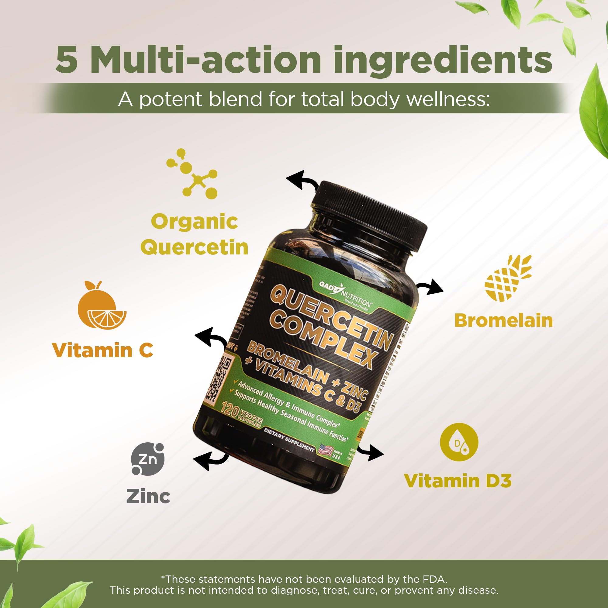 Gade Nutrition Vitamina C, Zinc y D3: nutrientes esenciales para el bienestar.