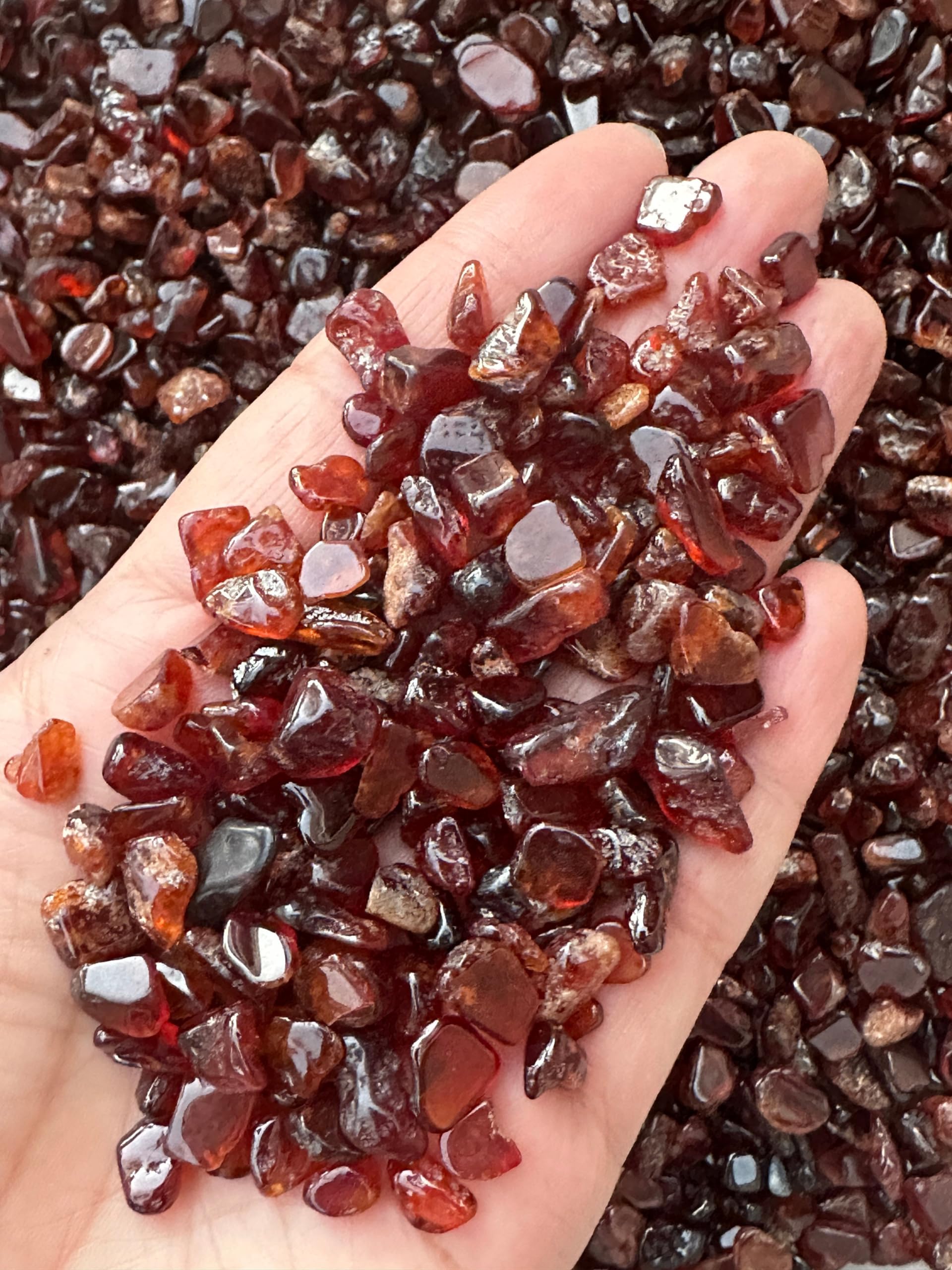 Cristales granate naranja mini sin perforar para colgantes