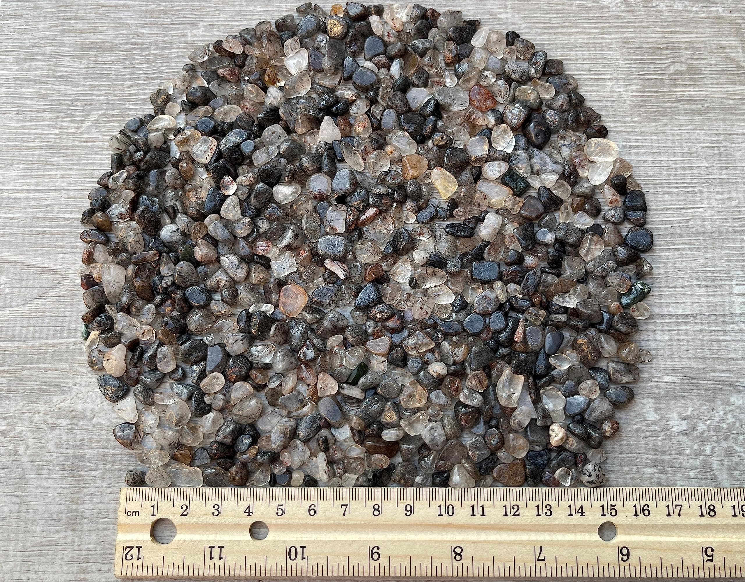 GAF TREASURES trozos cuarzo negro rutilado brillantes, rellenos de artesanías y jardines