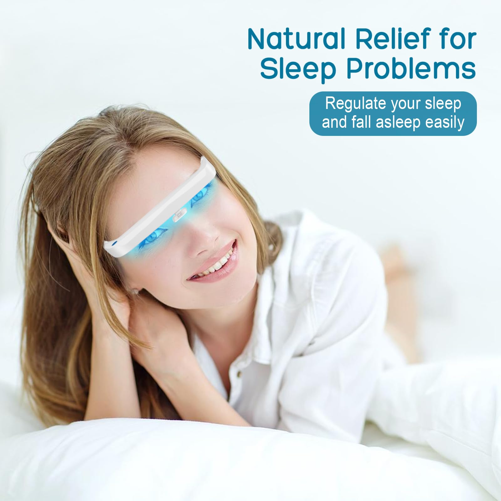 Gafas de terapia de luz con modo blanco que simula la luz diurna