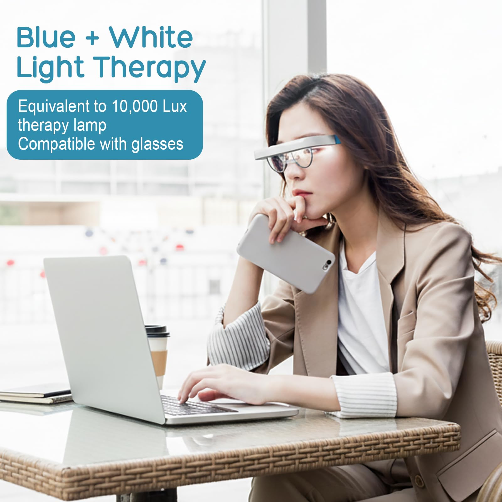 Temporizador de 15, 30 y 45 minutos en gafas de terapia de luz