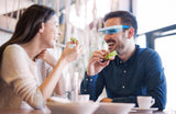 Empaque compacto de gafas de terapia de luz para llevar