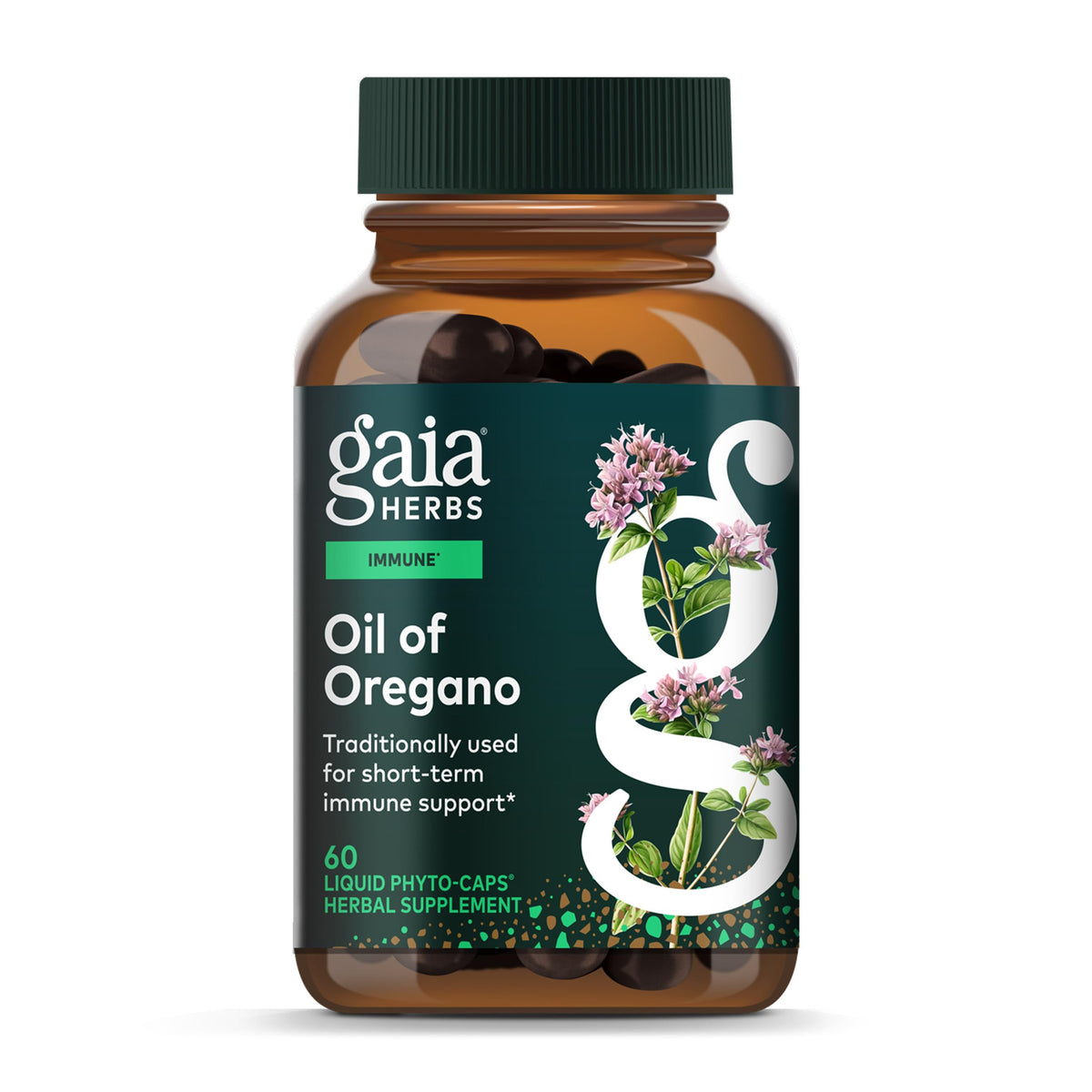 Gaia Herbs Aceite de Orégano en botella, soporte diario para el bienestar.