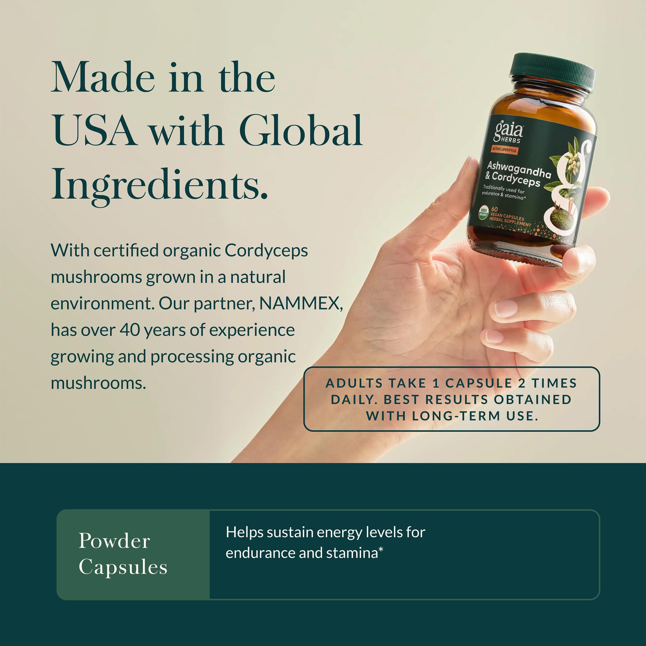 Gaia Herbs Adaptogen Performance: logo de Gaia Herbs para confianza en la calidad.