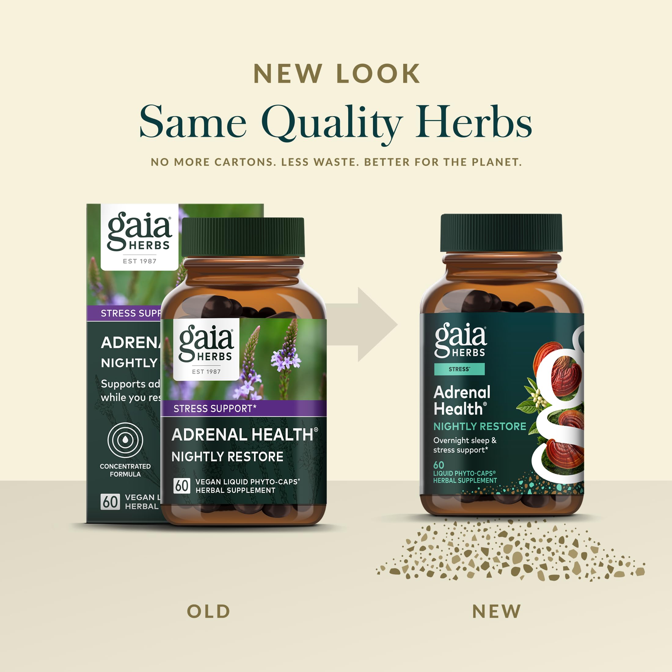 Dosis diaria de Gaia Herbs Adrenal Health Nightly Restore para porciones convenientes
