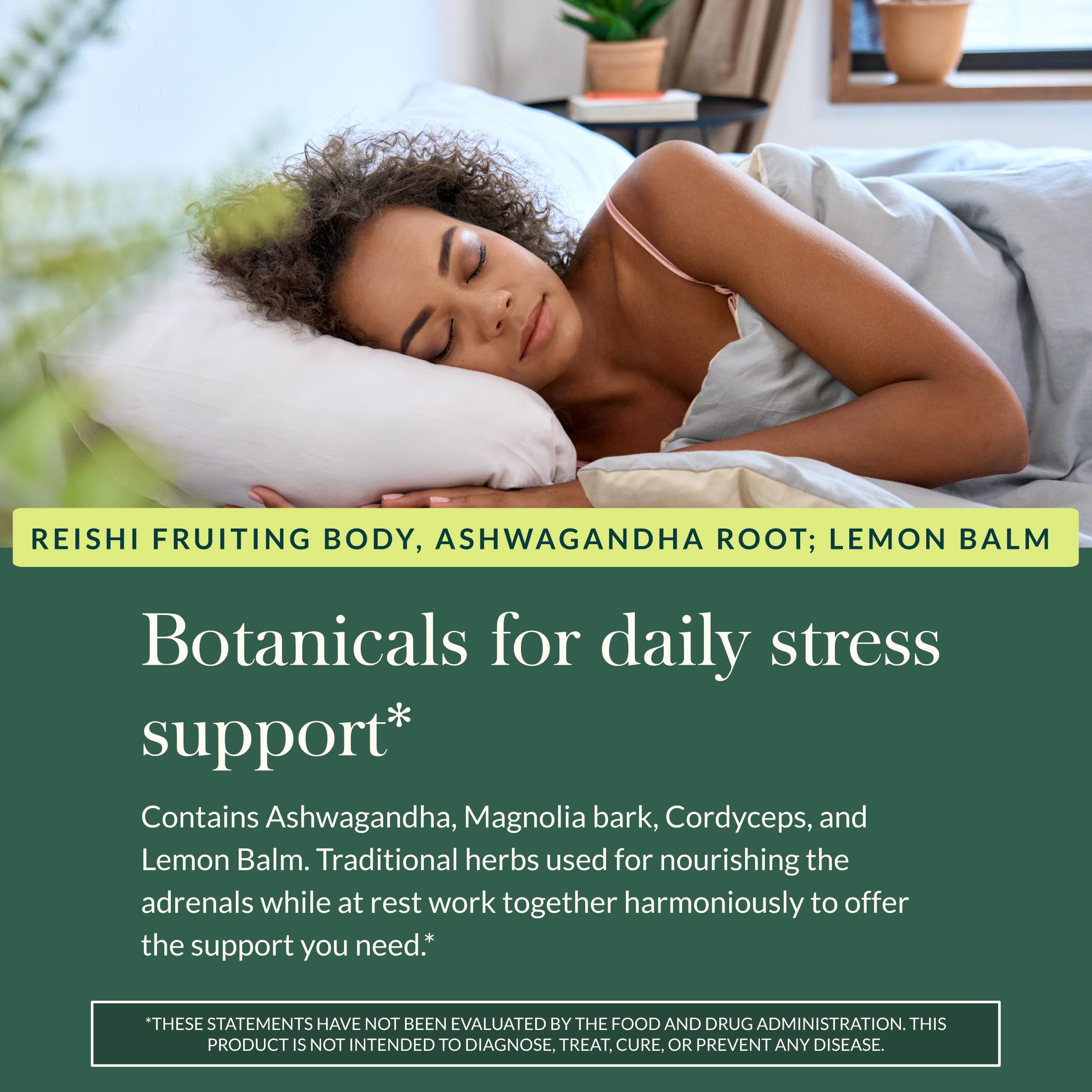 Envase de Gaia Herbs Adrenal Health Nightly Restore para almacenamiento seguro