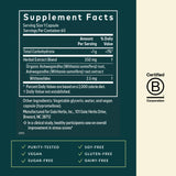 Gaia Herbs Ashwagandha etiqueta orgánica: ingrediente de origen responsable.