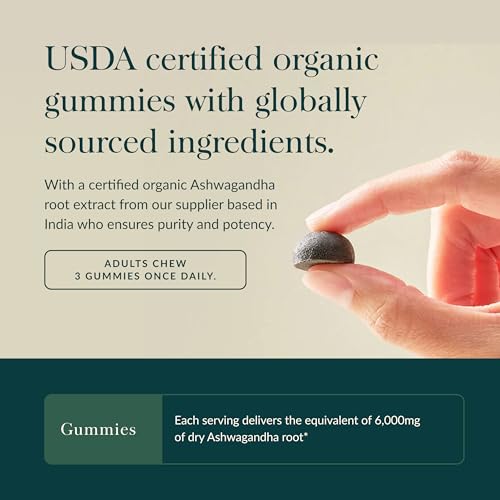 Gaia Herbs Ashwagandha Gummies canela y jengibre destacados sabor agradable