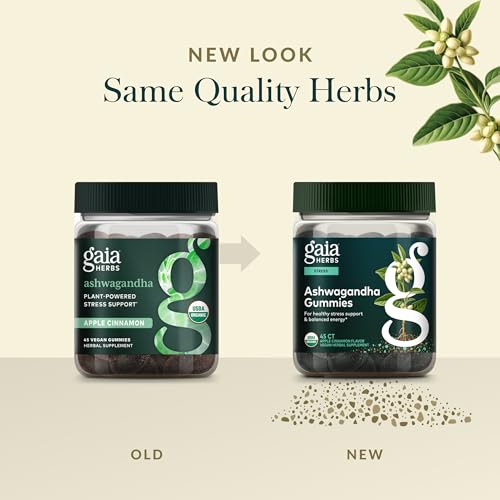 Gaia Herbs Ashwagandha Gummies sin gluten y apto para veganos