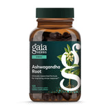 Gaia Herbs Ashwagandha: botella con cápsulas veganas para manejo del estrés