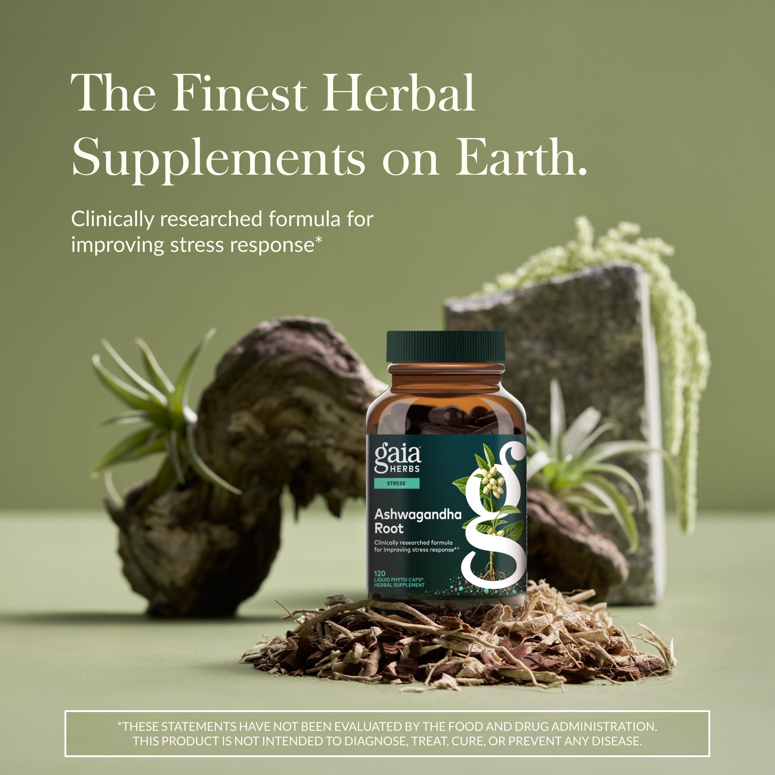 Gaia Herbs Ashwagandha: etiqueta clara indica origen en India