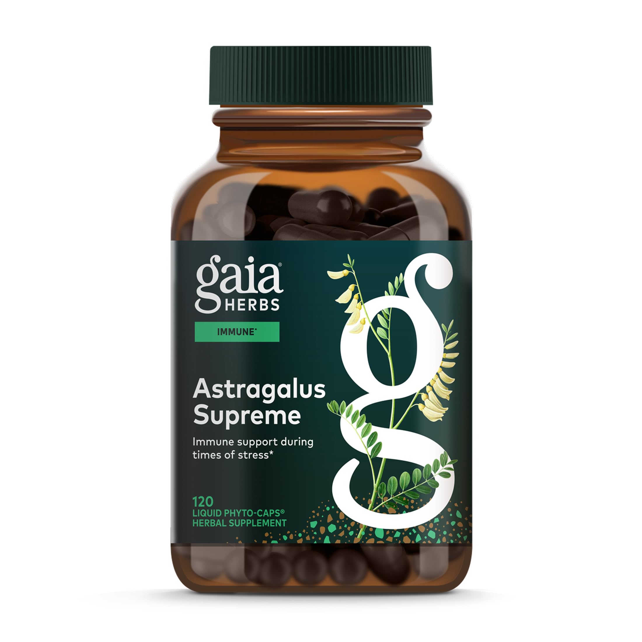Gaia Herbs Astrágalo Supremo en bote, apoyo inmunológico y antioxidante.
