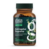 Gaia Herbs Astragalus Supreme, botella vertiendo, apoyo inmune diario y antioxidante.
