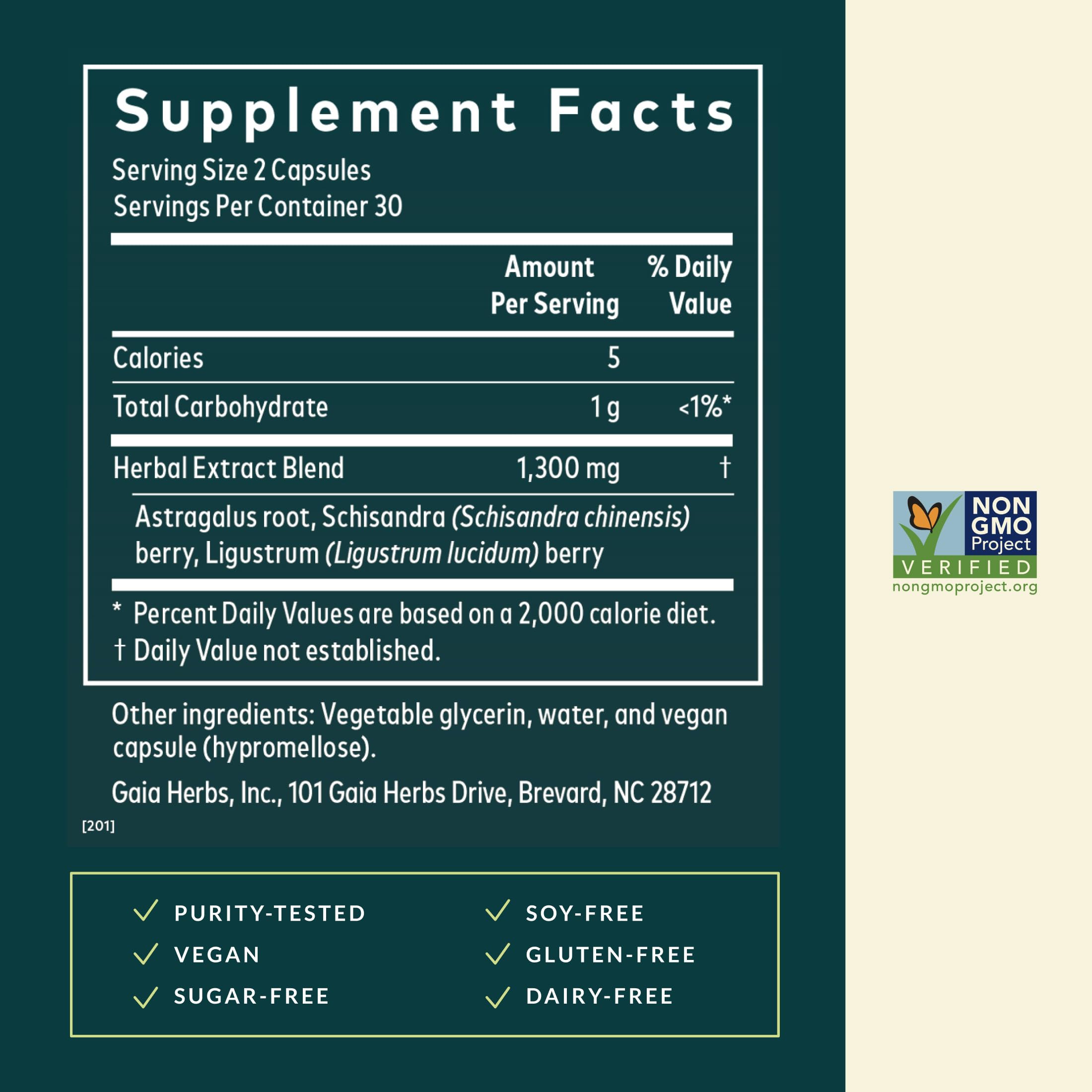 Gaia Herbs Astragalus Supreme: cápsulas vegetales listas para uso diario.