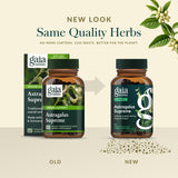 Gaia Herbs Astragalus Supreme: ingredientes clave visibles para el cuidado diario.