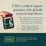 Gaia Herbs Black Elderberry Daily Gummies para Niños, gomitas cercanas, porción diaria de bayas