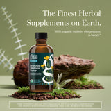 Gaia Herbs Bronquial Bienestar, etiqueta orgánica, señal de ingredientes de calidad.