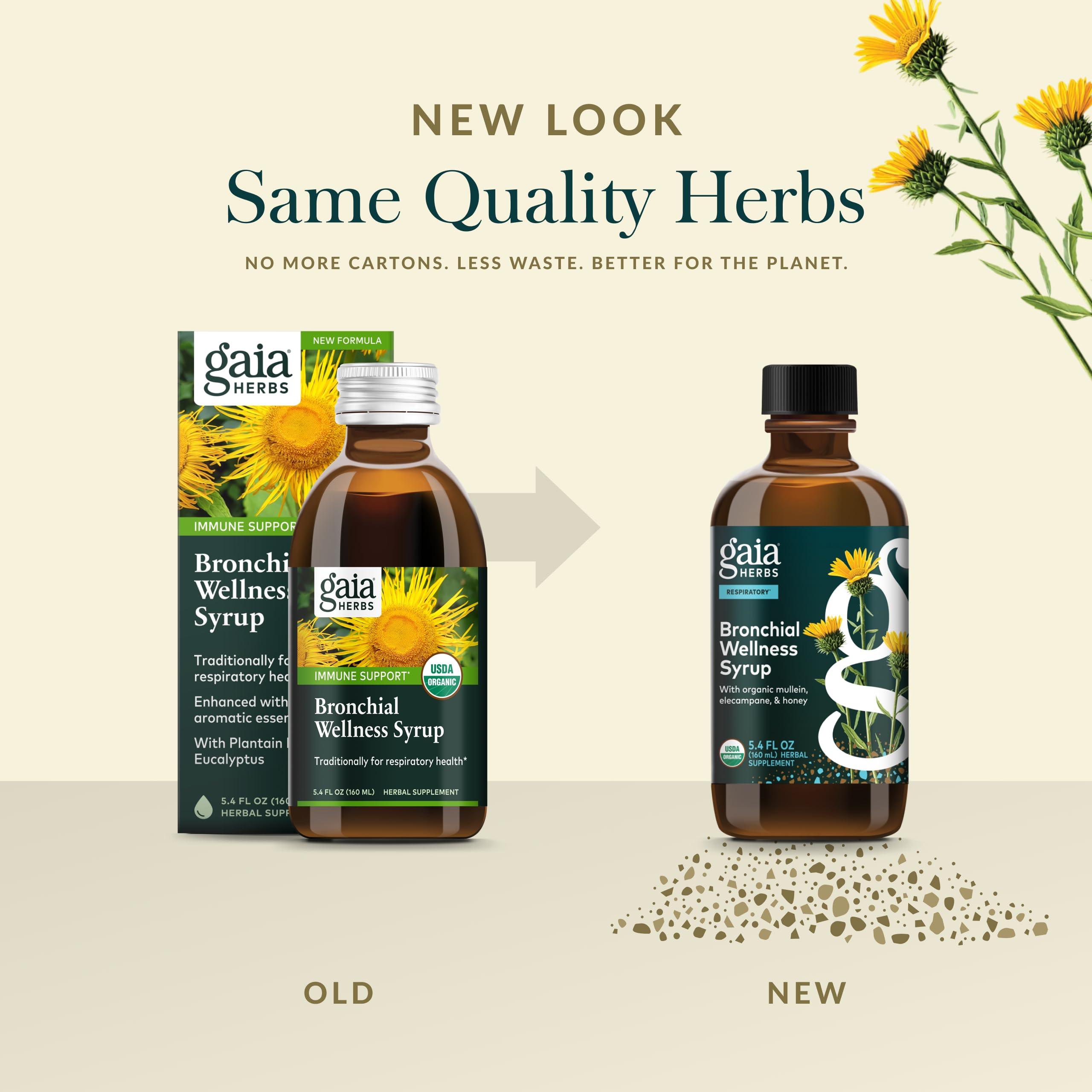Gaia Herbs Bronquial Bienestar, textura suave y agradable para facilitar la dosis.