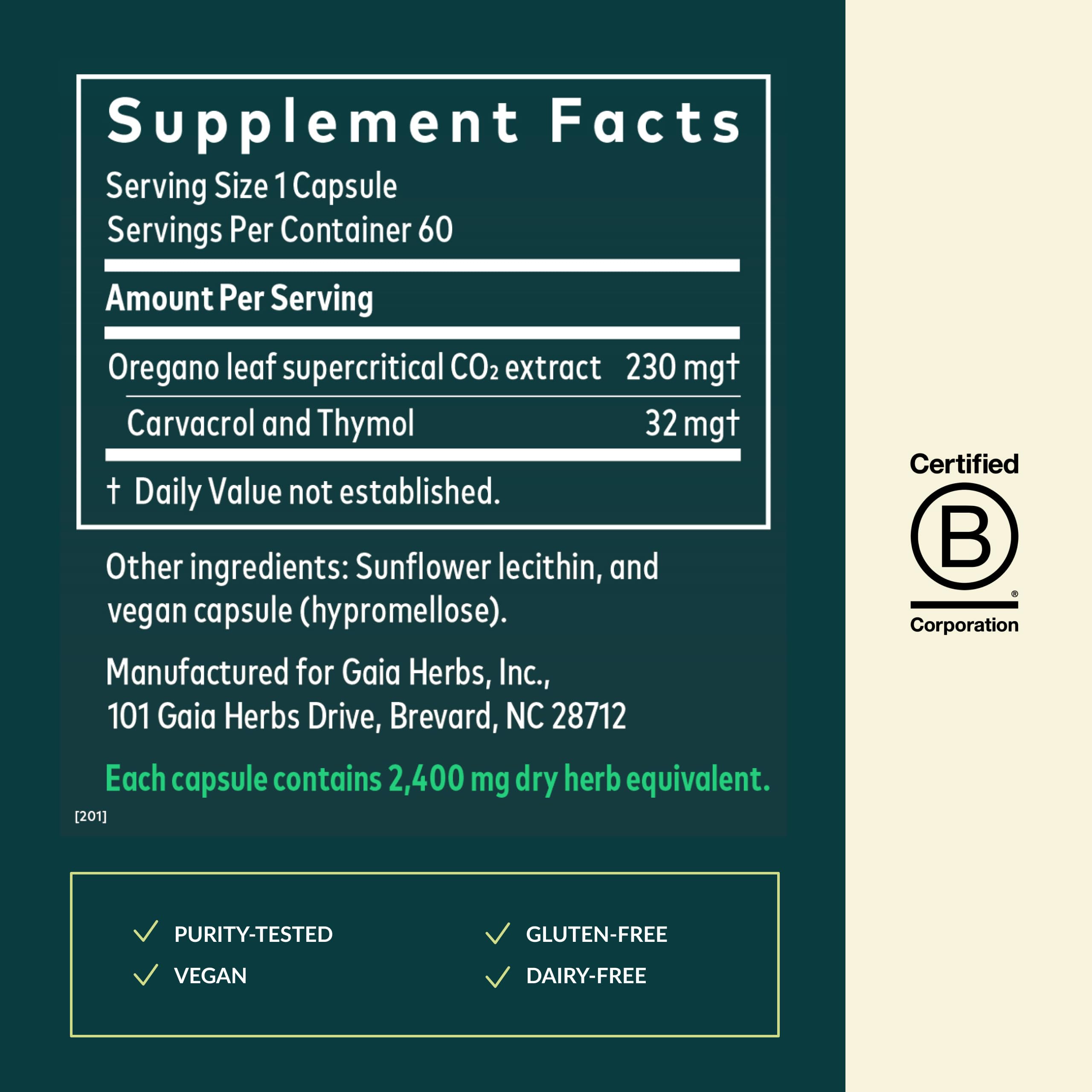 Gaia Herbs Capsulas Veganas 60 Servicios, cómoda opción para uso diario.