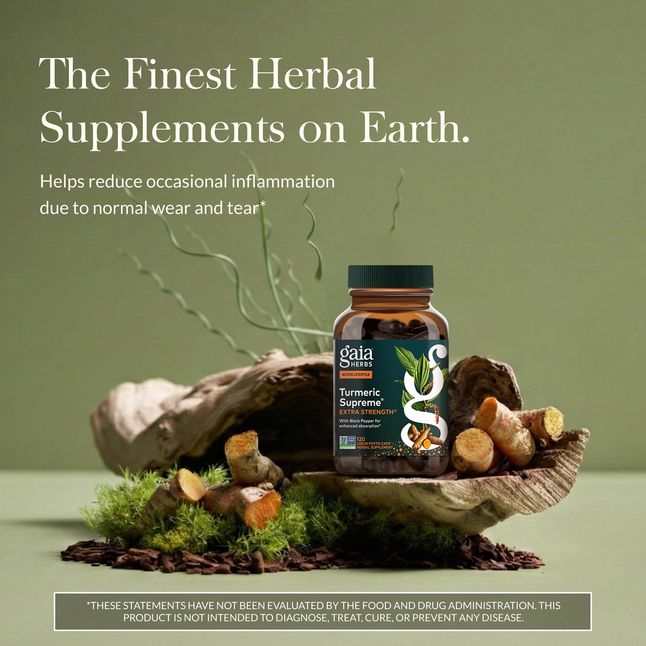 Gaia Herbs cápsulas veganas con curcumina y pimienta negra para absorción