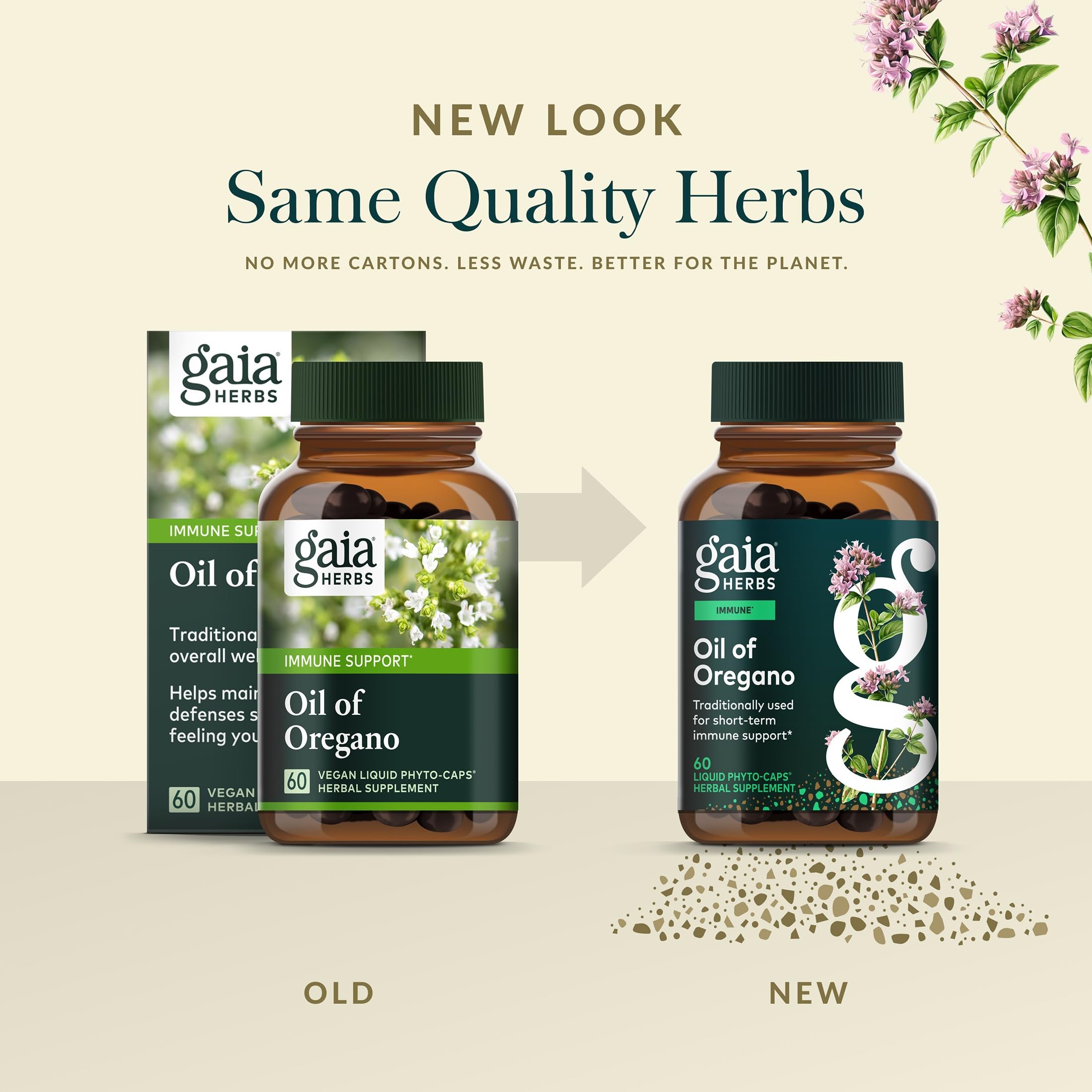 Gaia Herbs Capsulas Veganas dentro del empaque, preparación rápida para el día.
