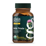 Gaia Herbs Cardo Mariano, botella con cápsulas para apoyo hepático