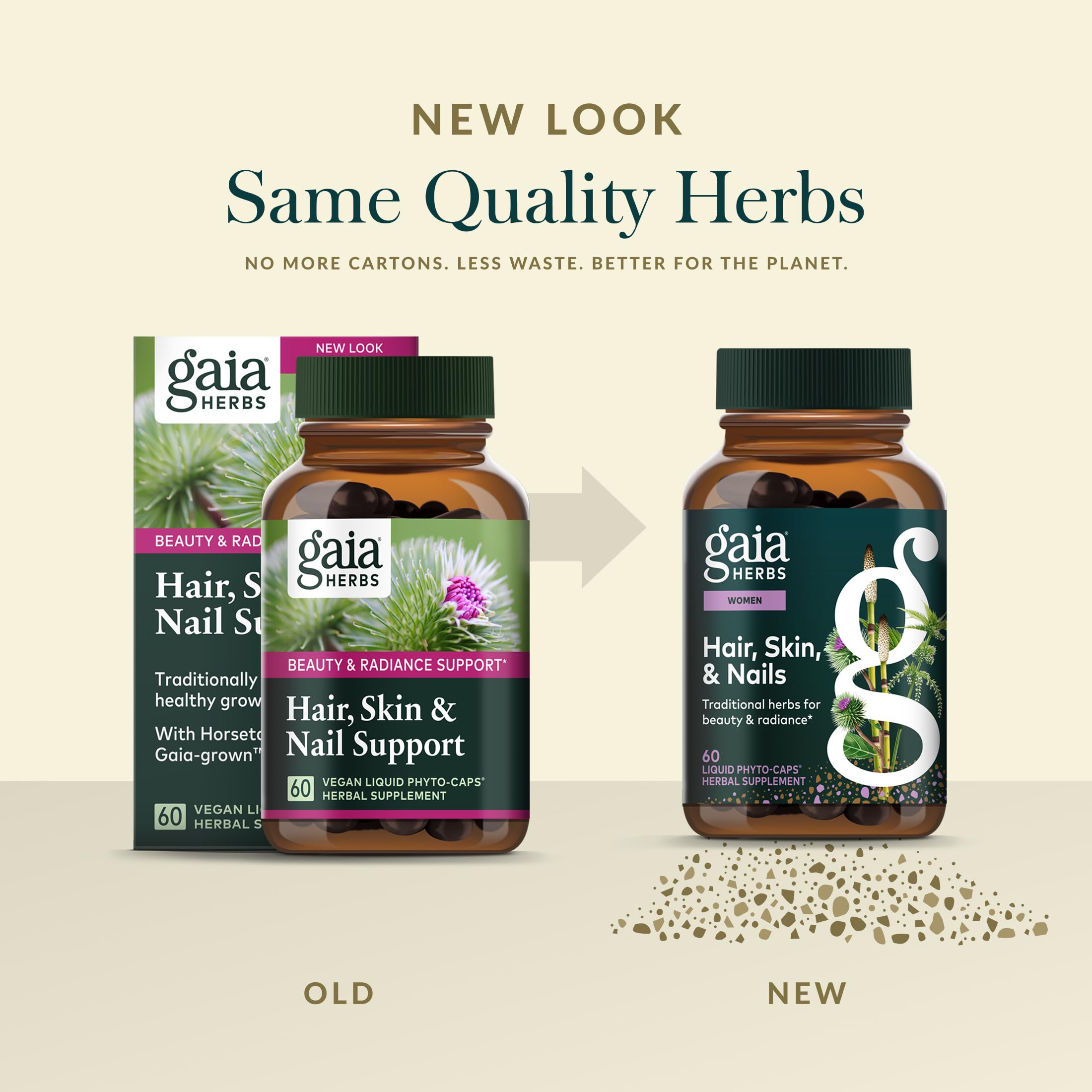 Centella asiática y bardana entre los ingredientes del suplemento Gaia Herbs.