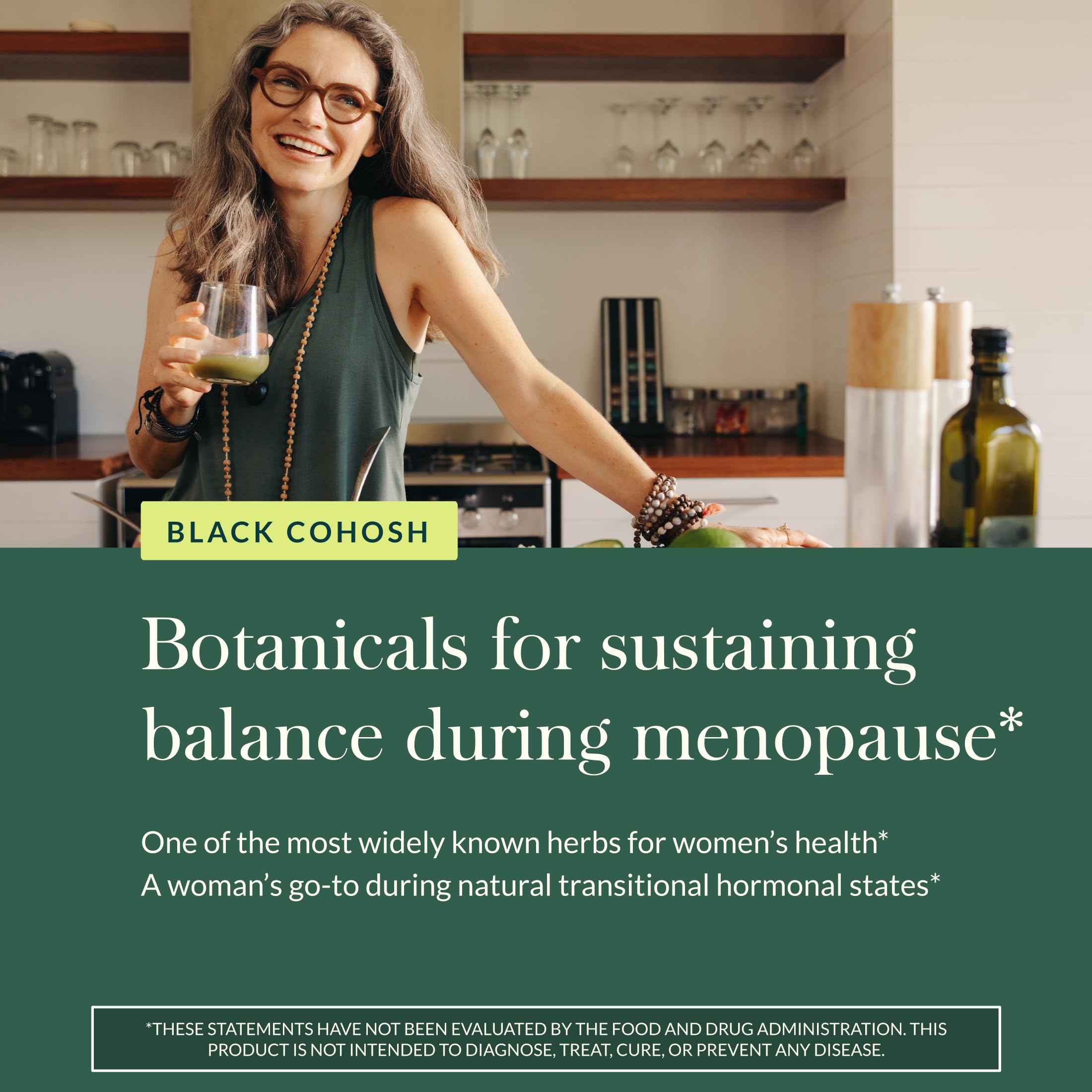 Gaia Herbs Black Cohosh empaque vegano y sin soja.
