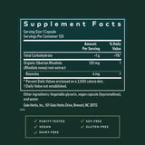 Gaia Herbs Black Cohosh etiqueta muestra ingredientes y dosis sugerida.