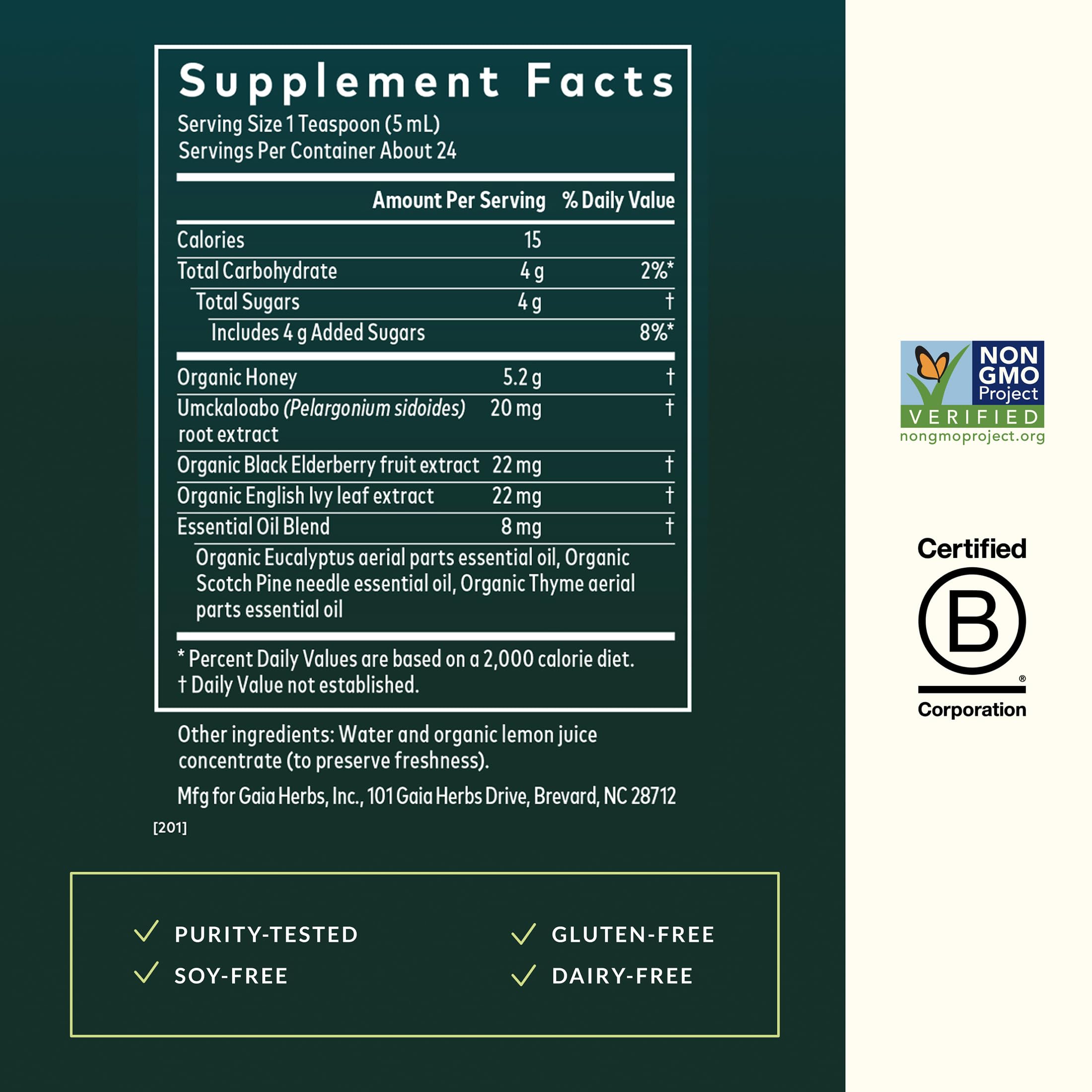 Gaia Herbs Cough Syrup miel orgánica en primer plano para dulzura natural