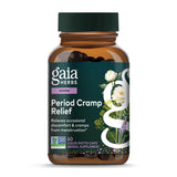Gaia Herbs Cramp Relief frasco frontal para alivio suave de molestias menstruales.